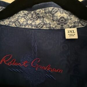 Robert Graham Navy and Red Embroidered Shirt